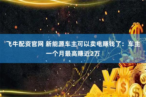 飞牛配资官网 新能源车主可以卖电赚钱了：车主一个月最高赚近2万