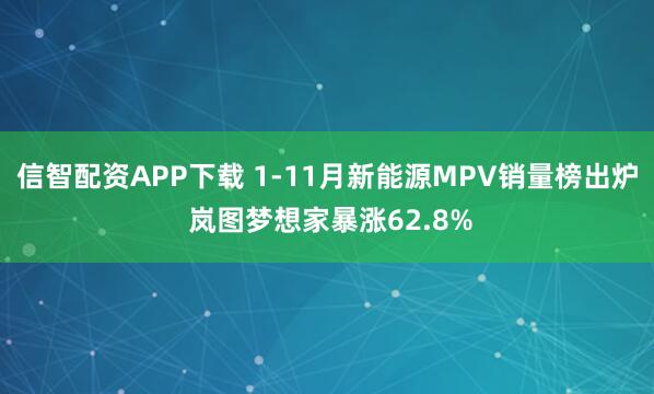 信智配资APP下载 1-11月新能源MPV销量榜出炉 岚图梦想家暴涨62.8%